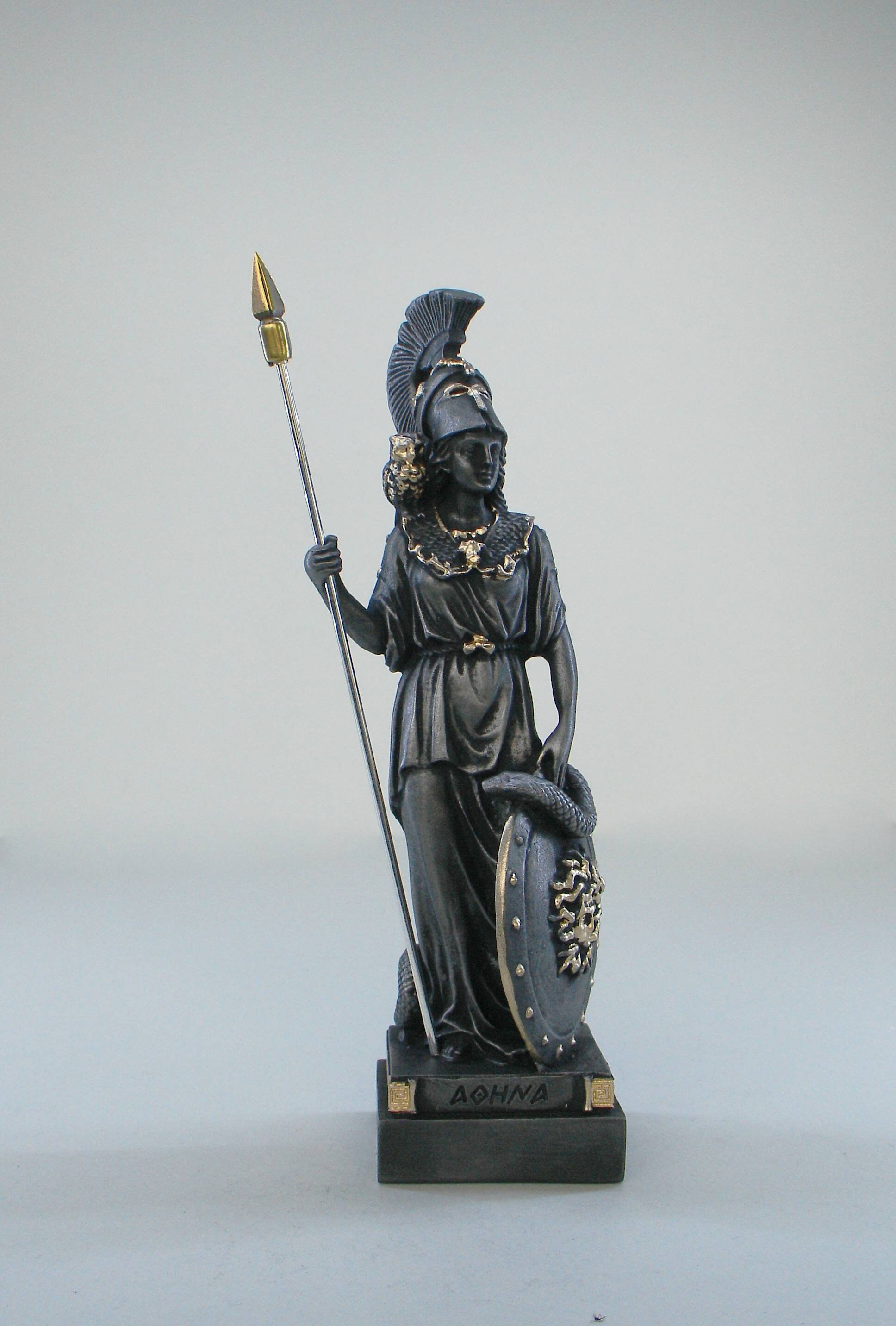 Athene Statue griechische Göttin aus Alabaster gold schwarz 16 cm-18 cm