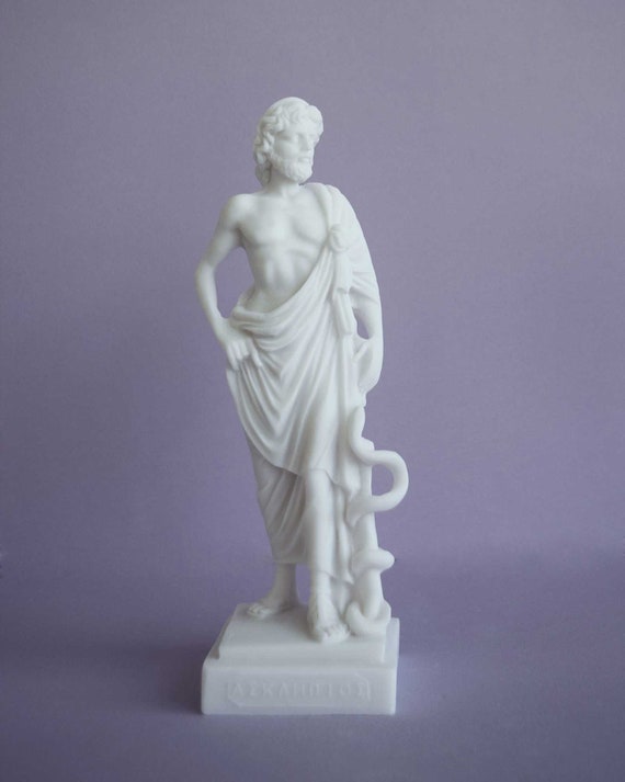 蛇の絡みついた杖を持つアスクレピオスのギリシャ像 24 cm 金 - Etsy 日本