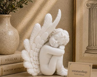 Porta-livros anjo lado direito em alabastro 17cm branco