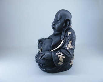 布袋様 黒台座付き 布袋様（笑う仏）像、アラバスター製、高さ23cm、黒金製 - Etsy 日本
