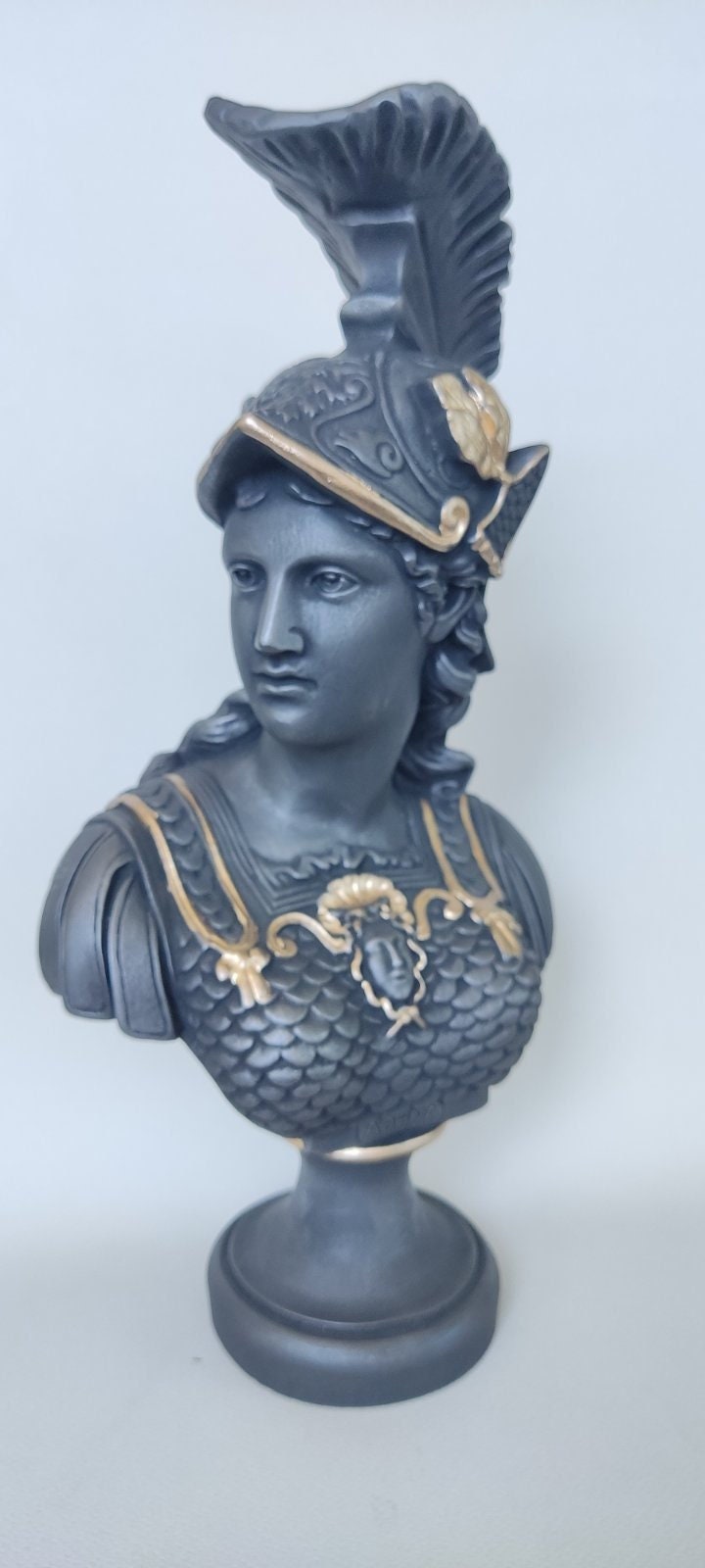 Athena profile view Bust statue 36cm Black and Gold color