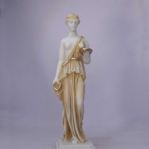 Hebe Göttin der JugendStatue aus Alabaster 26cm Gold