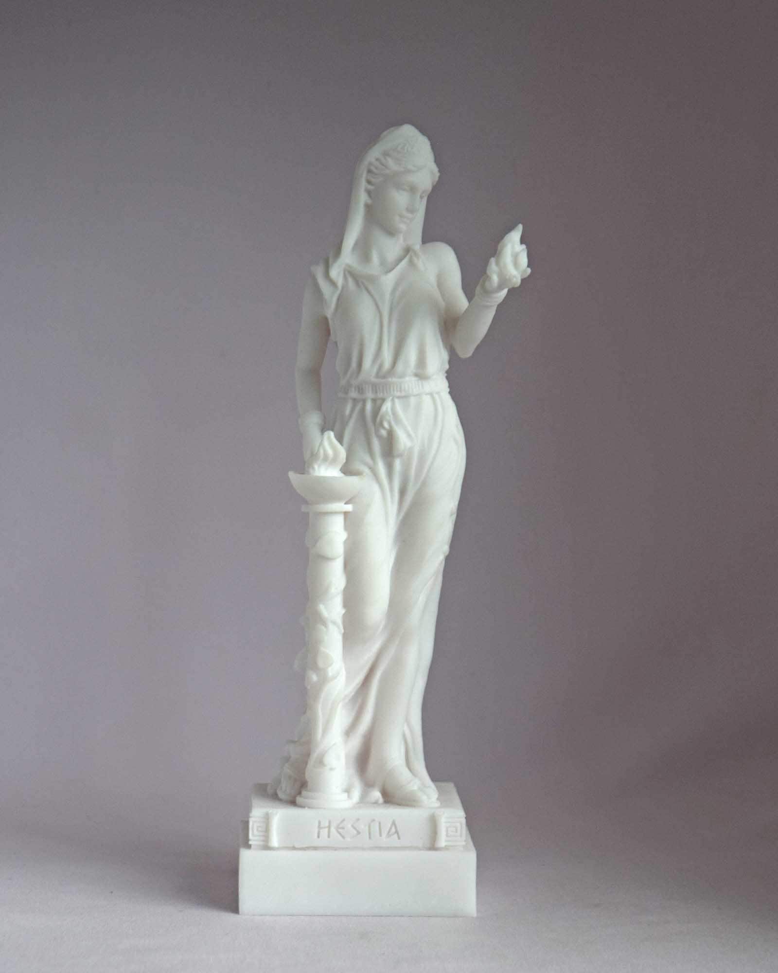 ヘスティア像 ギリシャの女神 アラバスター製 白 16 cm-18 cm