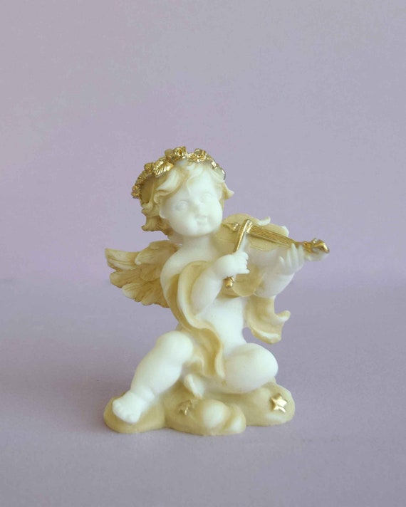アラバスター製のバイオリンを弾く天使の像、高さ9cm、金色 - Etsy 日本