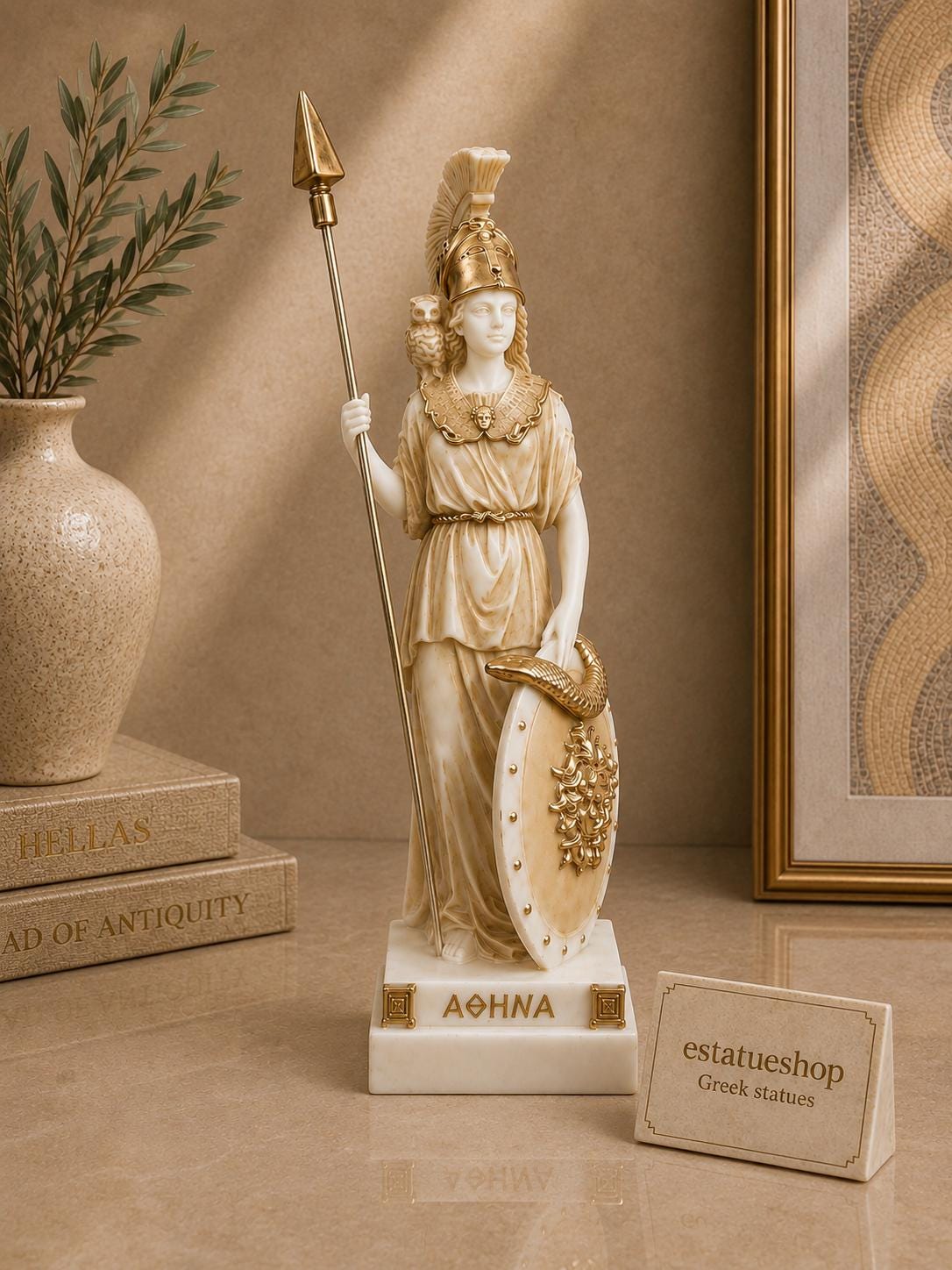 ギリシャの女神アテナ像 アラバスターゴールド製 16 cm-18 cm - Etsy 日本