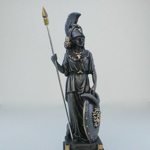 Athena statue Greek Goddess made of Alabaster gold black 25cm