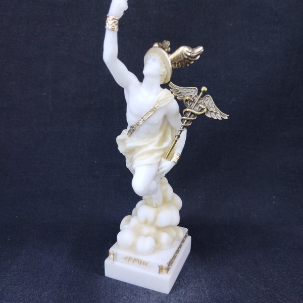 Estatua de Hermes Dios Olímpico realizada en oro de Alabastro 16 cm-18 cm