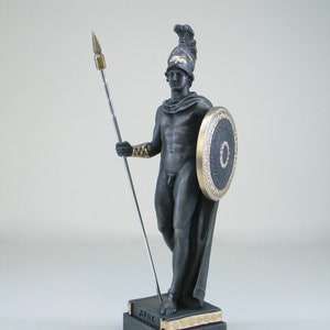 Ares statue Greek God made of Alabaster gold black 16cm-18cm