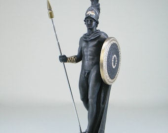 Ares statue Greek God made of Alabaster gold black 16cm-18cm