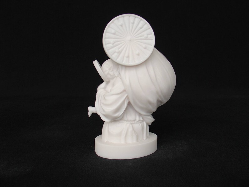 Virgin Mary baby Jesus statue made of Alabaster 15cm gold image 4