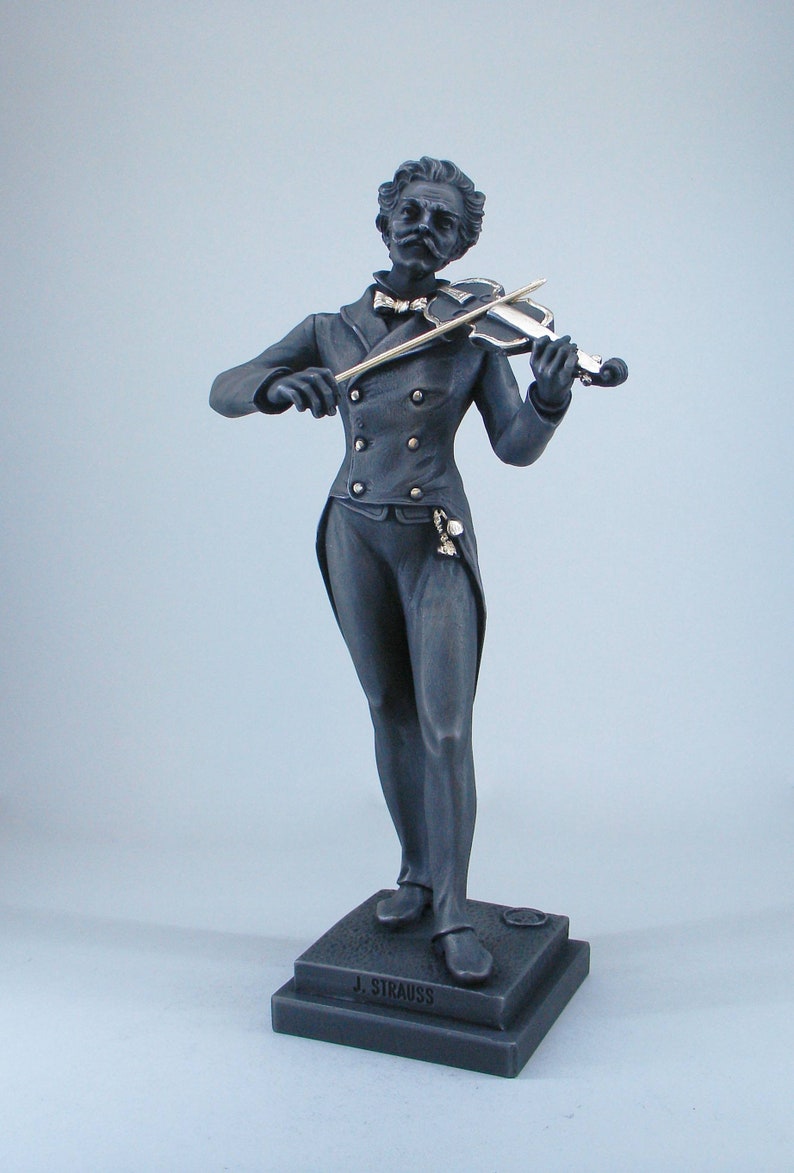 Johann Strauss statue made of Alabaster 28cm black gold image 1