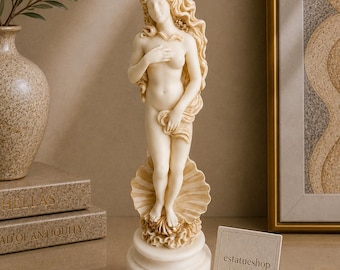 Afrodite de Botticelli em alabastro, 17 cm, com detalhes em ouro.