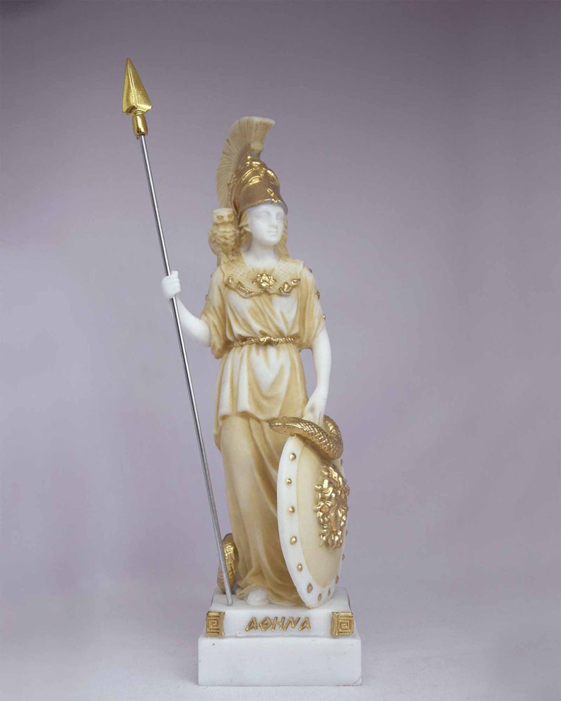 Athena statue Greek Goddess made of Alabaster white 16cm-18cm image 2