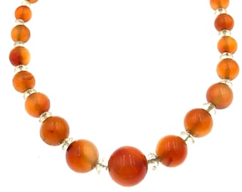 Art Deco Carnelian Necklace: Antique Crystal Choker, 1930s