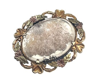 Vintage Snowflake Chalcedony Black Hills Brooch | 12K Gold Filled | 1950s Home Lapidary