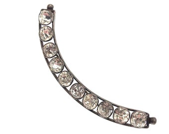 Late Georgian Old Mine Cut Paste Crescent Brooch in Sterling Silver - 1830s
