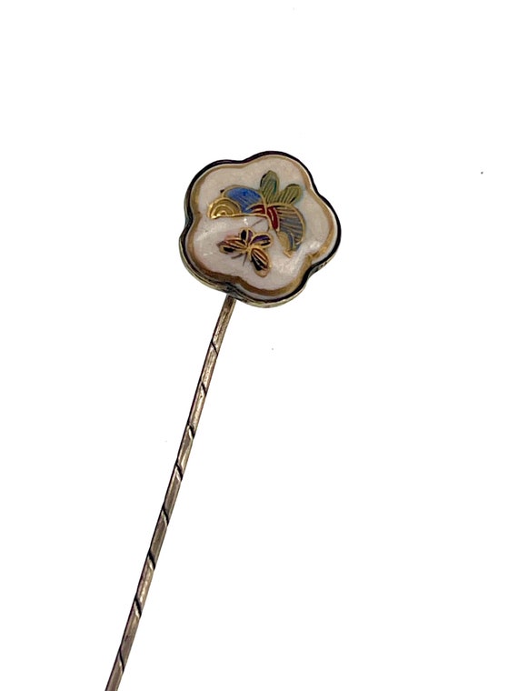 Antique Japanese Satsuma Butterfly Stick Pin 950 … - image 1