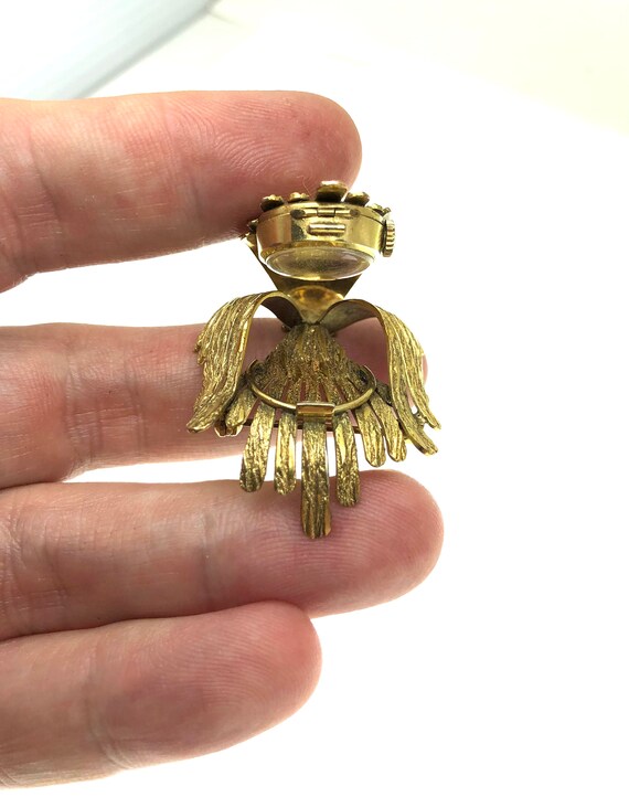Rare HAMILTON Hidden Brooch Pin Watch | Gold Tone… - image 5