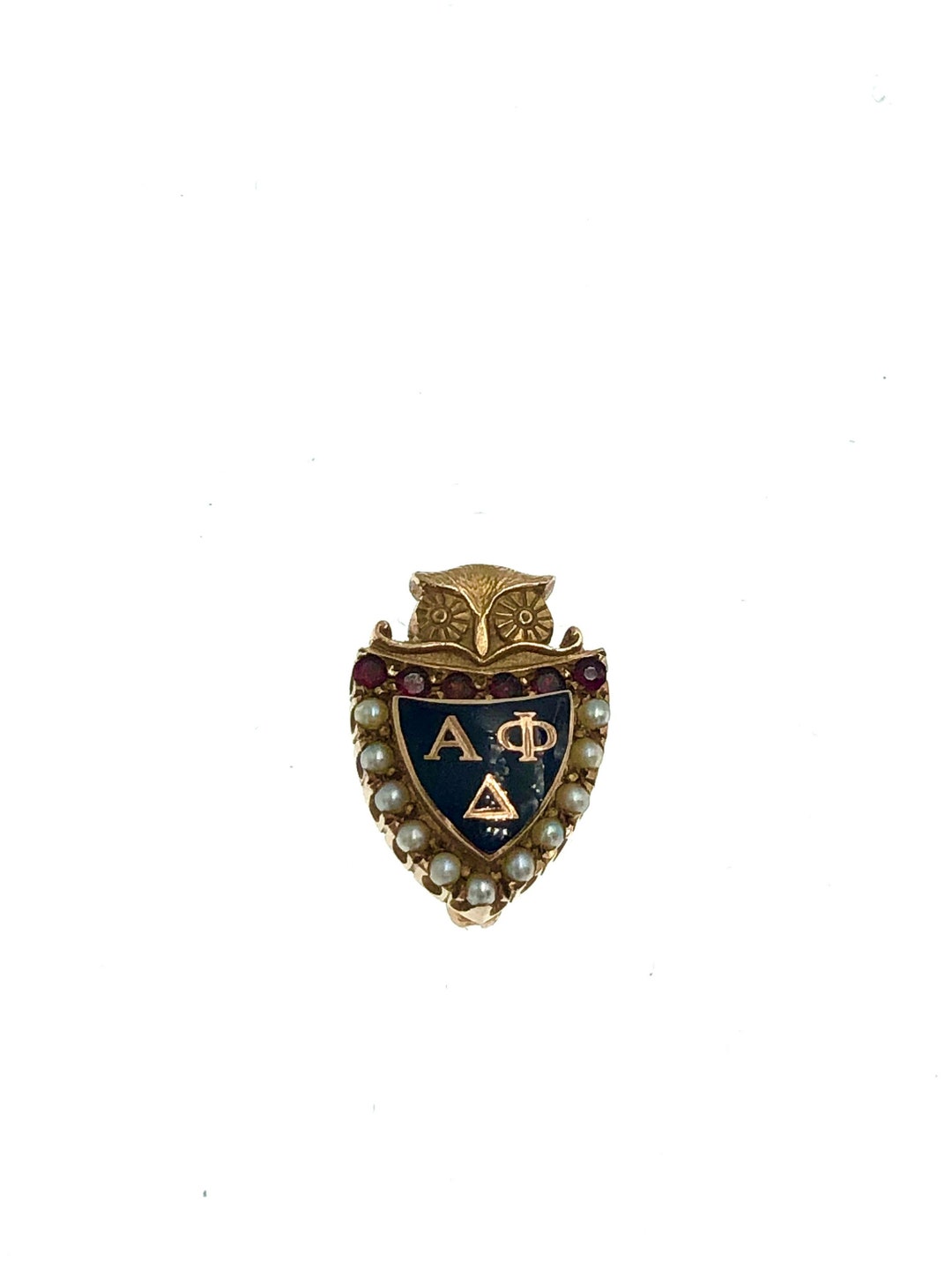 Antique Alpha Phi Delta Fraternity Pin 10K Gold W Pearls & Rubies - Etsy