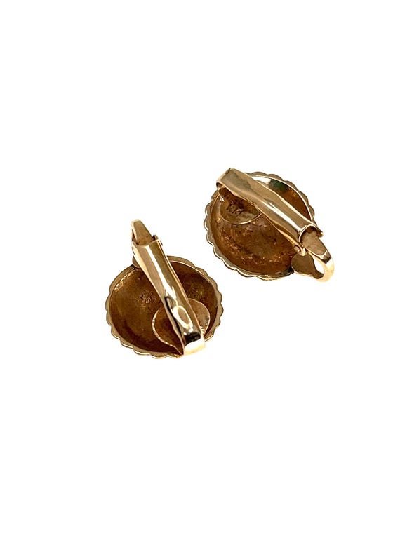 Estate Solid 14K Gold High Quality Shell Clip Ear… - image 6