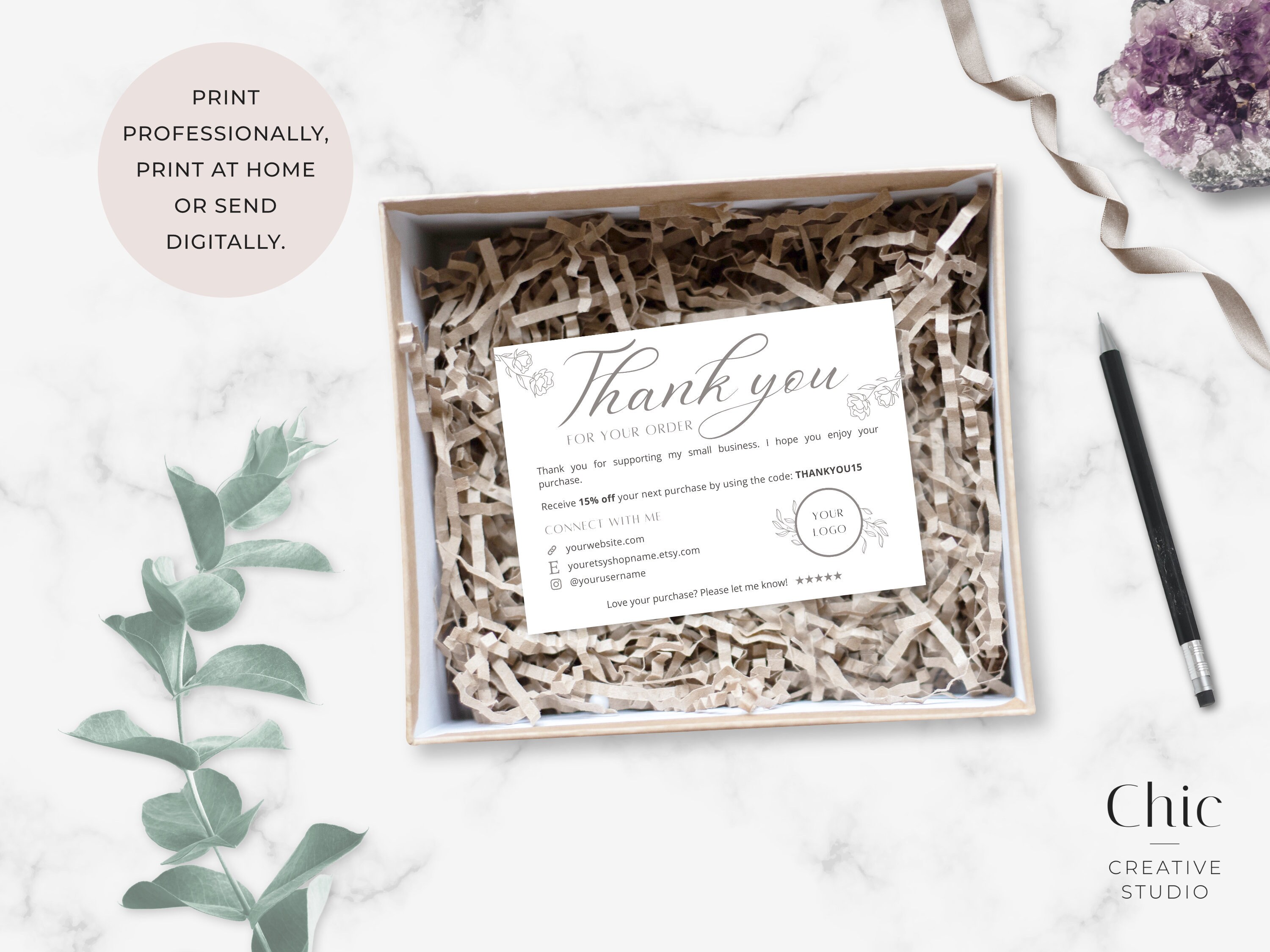 Editable and Printable Thank You for Order Templates Canva - Etsy Canada