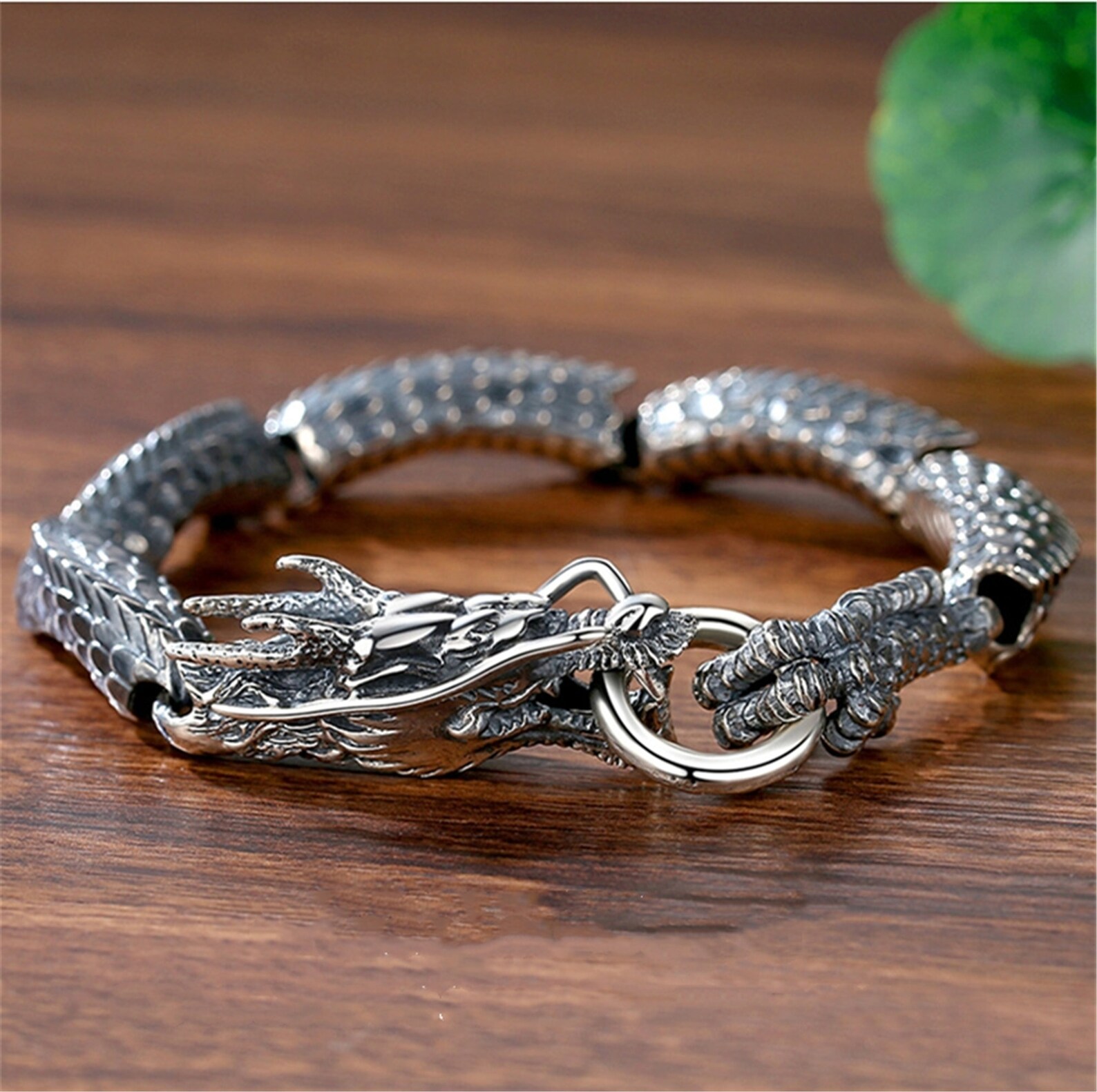 Men Dragon Bracelet Silver Men Sterling Silver Chain Bracelet Etsy
