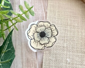 MINI Clear Yellow Flower Waterproof Vinyl Sticker (2inx1.9in)