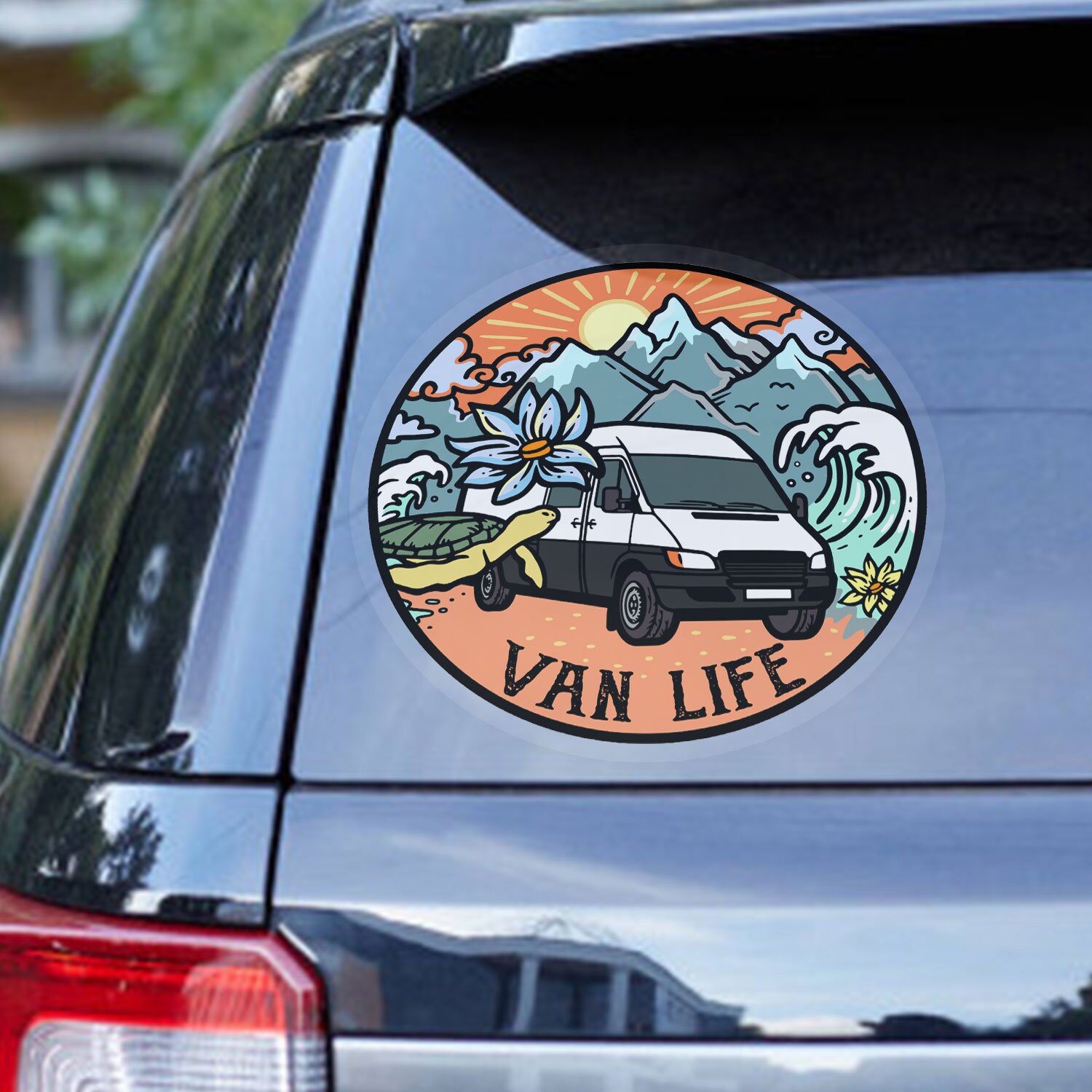 Van Life With Sunset Car Accessories Laptop Decals Bottle Etsy