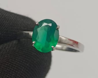 Green Beryl Silver Ring, 925 Sterling Silver Ring, Handmade Silver Ring, Top Grade Natural Green Beryl Ring, Statement Ring, Gift For Her