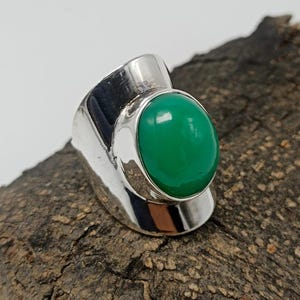 Authentic Chrysoprase Silver Ring, Handmade Silver Ring, 925 Sterling Silver Ring, Statement Ring, Natural Chrysoprase Gemstone Ring