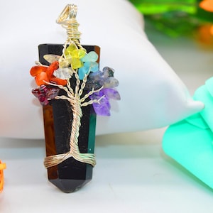 Tree Of Life Crystal Tower Obelisk Healing Crystals, Black Tourmaline Towers ,Mixed Mini Crystal Points, Tower Pencil,Wand Healing Crystal