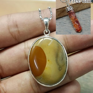 Genuine Mookaite Pendant Necklace, Crystal Gemstone, Handmade Silver Jewelry, 925 Sterling Silver Pendant, Gift For Her, Natural Mookaite