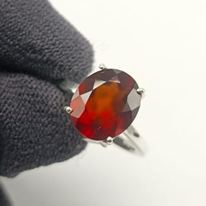 Top Grade Hessonite Garnet Ring, Oval Cut Gemstone Ring, Statement Ring, 925 Sterling Silver Ring, Handmade Ring, Birthstone Silver Jewelry