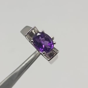 Natural Amethyst Silver Ring, 925 Sterling Silver Engagement Ring, Handmade Purple Amethyst Ring, February Birthstone Amethyst Jewelry Gift