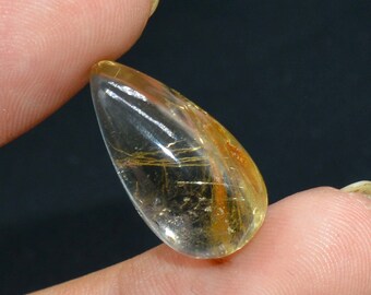 Natural Golden Rutile Quartz Cabochon Electric Fire Loose Gemstone Round Shape Top Making For Hand Made Jewelry 7 Ct 14X14X5 MM MV-77