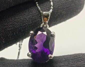 Amethyst Pendant, Handmade Silver Pendant Necklace, 925 Sterling Silver Pendant, Gemstone Pendant, Natural Purple Amethyst Pendant For Gift