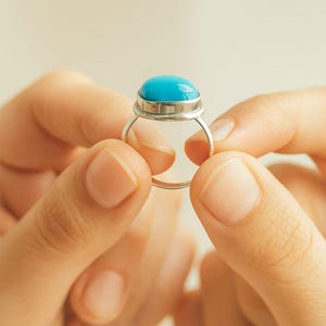 Arizona Turquoise Gemstone Ring, Natural Stone Ring, Turquoise,Bohemian Jewelry, Gift For Her, Arizona Blue Turquoise, Handmade Ring 7 1/2US
