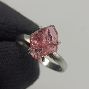 Raw Pink Tourmaline Ring, Top Grade Handmade Silver Ring, 925 Sterling Silver Ring, Natural Pink Tourmaline, Statement Ring, Gift For Her
