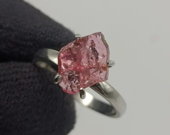 Raw Pink Tourmaline Ring, Top Grade Handmade Silver Ring, 925 Sterling Silver Ring, Natural Pink Tourmaline, Statement Ring, Gift For Her