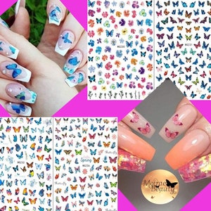 3D Multi Colour Butterfly Nail Art Stickers Self Adhesive