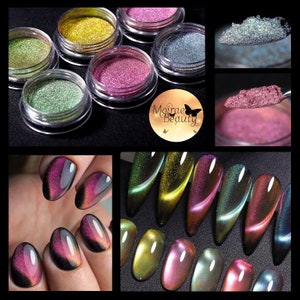 2 in 1 Chameleon Cat Eye Magnetic Mirror Pigment powders Cosmetic Art Nail Craft