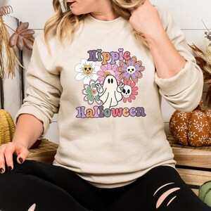 Hippie Halloween Sweatshirt Retro Vintage 70s style Halloween Sweater Spooky Season Teacher Halloween Fall Crewneck Groovy Halloween Shirt