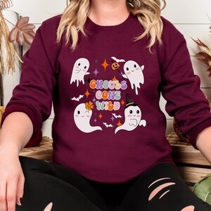 Ghouls Gone Wild Retro Ghosts Halloween Sweatshirt Spooky Season Teacher Daycare Sweater Womens Ghost Sweatshirt Halloween Fall Spooky Gift
