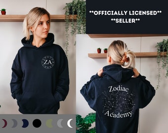 Licencyjna bluza z kapturem Zodiac Academy z elementami i fazami księżyca | Koszulka Booktok | Bookish | Bookworms | Pikantni miłośnicy książek | Twisted Sisters