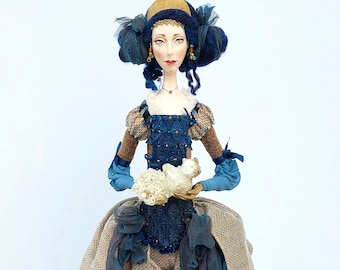 Handmade Fantasy Art Doll: OOAK Sculpture, "The Sky Loves The Cloud" (45cm)