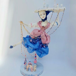 OOAKアートドール：ハンドメイドシルクドレス、コレクター向けファンタジードール