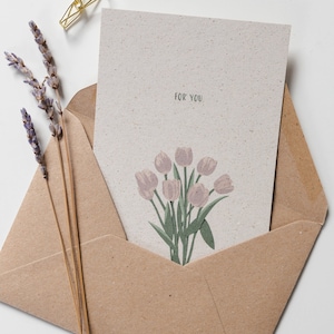 Postkarte Print Graspapier / Geburtstagskarte / Hochzeitskarte / Nachhaltig / Blumenstrauß Tulpen A6