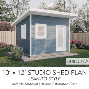 10x12 Backyard Studio Shed and Build Instruction, Lean To Roof Shed, DIY Woodworking Instructions