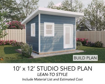 10x12 Backyard Studio Shed and Build Instruction, Lean To Roof Shed, DIY Woodworking Instructions