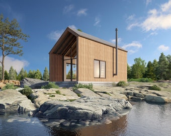 14x20 Modern Cabin House, Tiny House, Architectural Plans, Technical Floor Plans, Build Plans, Home Plans, Blueprint PDF